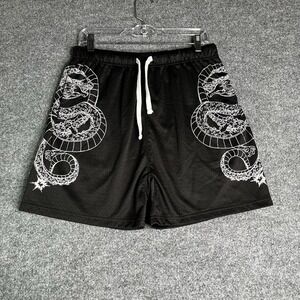 Darc Sport Dragon Ball Z Shorts Men's Large Black Mesh White Snake Design
